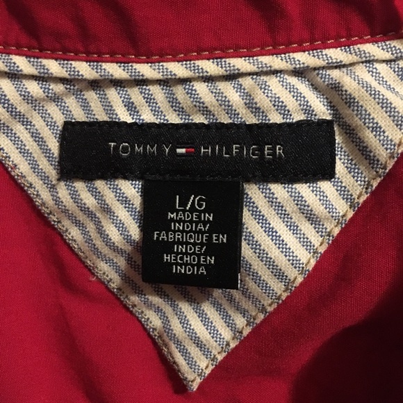 Red Tommy Hilfiger button down shirt, large - Picture 2 of 5